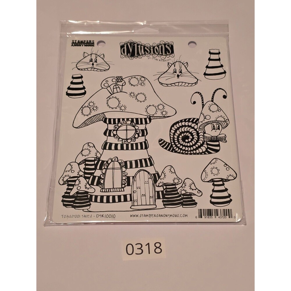 Dylusions Dyan Reaveley Toadstool Tales DYR10010 Rubber Cling Stamp Set